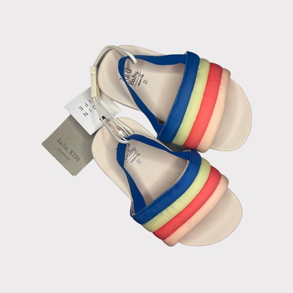 Zara Colorful Elastic Band Cream Sandals - Picture 1 of 4